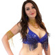 Soutien gorge de danse orientale perlé bleu roy - 1