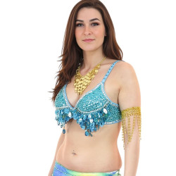 Soutien gorge de danse orientale bleu ciel bonnet C - 1