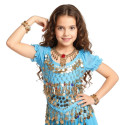 Brassière enfant de danse orientale à manches courtes bleu ciel