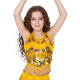 Top enfant de danse orientale à grelots et pastilles dorées jaune - 1
