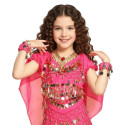 Brassière enfant de danse orientale à manches courtes fuschia