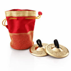 sagattes danse orientale cuivre doré avec motifs ciselés et sac de rangement