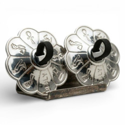 Paire de sagattes argentées flower pour une main - 1