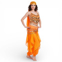 Costume de danse orientale top sarouel orange