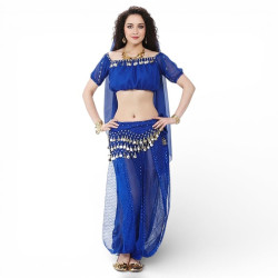 Costume de danse orientale top sarouel bleu roy - 1