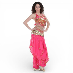 Costume de danse orientale top sarouel fuschia - 1