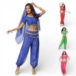 Costume de danse indienne Haut + Pantalon + Ceinture - 1