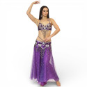 Tenue de danse orientale brillante violette et strass