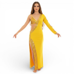Robe baladi/Saidi de danse orientale jaune - 1
