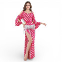Robe orientale de danse orientale rose à pois blancs