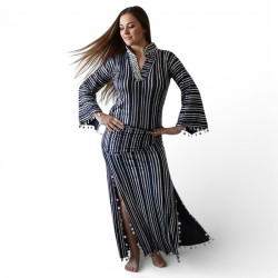 Robe baladi de danse orientale bleu nuit et argent - 1