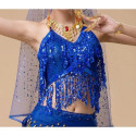Top dos nu de danse orientale à paillettes bleu nuit