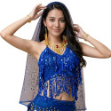 Top dos nu de danse orientale à paillettes bleu nuit