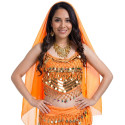 Haut de danse dos nu pastilles et grelots orange