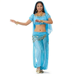 Costume de danse orientale top sarouel turquoise - 1