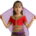 Voile de tête pour enfant de danse orientale à paillettes violet