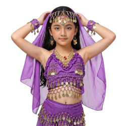 Voile de tête de danse orientale enfant violet - 1