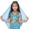 Voile de tête de danse orientale enfant bleu ciel