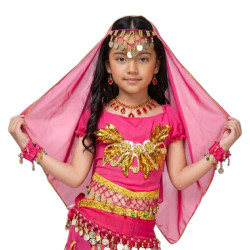 Voile de tête de danse orientale enfant fuschia - 1