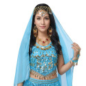 Voile de danse orientale et bollywood pour la tête bleu ciel