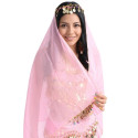 Voile de danse orientale et bollywood pour la tête rose pâle
