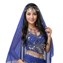 Voile de danse orientale et bollywood pour la tête bleu nuit