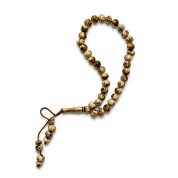 Tasbih pas cher 33 grains couleur cacao avec perles marbrées et marquage noir pour dhikr quotidien