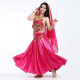 Tenue de danse orientale femme fuchsia satin fluide – top dos nu et jupe longue - 1