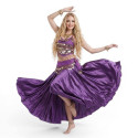 Tenue de danse orientale femme violette satin – top et jupe 2 pièces
