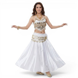 Tenue danse orientale blanche satinée - 1