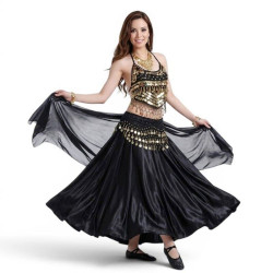Tenue danse orientale noire satinée 2 pièces - 1