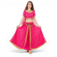 Costume de danse indienne adulte 2 pièces fuschia et doré - 1
