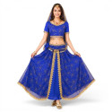 Costume de danse indienne adulte 2 pièces bleu et doré
