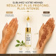 Avant après application d’huile pour henné mehndi avec couleur plus intense et profonde