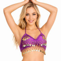 Top de danse orientale à sequins dorés violet