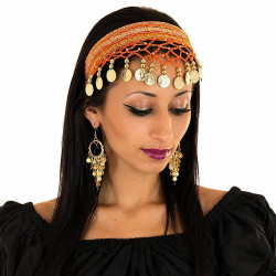 Serre tête filet de danse orientale orange - 1