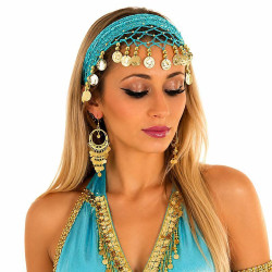 Serre tête filet de danse orientale turquoise - 1