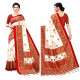 Sari blanc et rouge traditionnel bengali pour cérémonie et mariage indien"