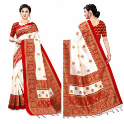 Sari blanc et rouge traditionnel bengali pour cérémonie et mariage indien"