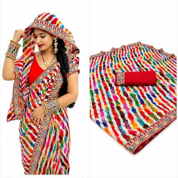 Sari Rajasthan multicolore inspiré des traditions folkloriques indiennes