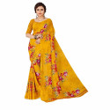 Sari jaune fleuri pour Diwali et fête traditionnelle indienne