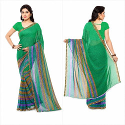Premier sari vert facile à porter pour femme débutante et découverte du sari indien