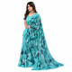 Sari moderne turquoise à motifs géométriques pour femme élégante