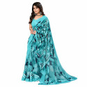 Sari moderne turquoise à motifs géométriques pour femme