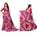 Sari rose tropical coloré pour femme élégante