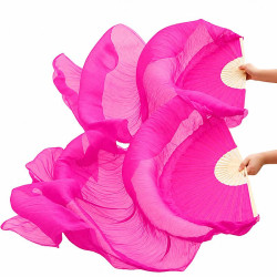 Paire d'éventails ourlés de danse orientale fuschia - 1