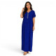 Djellaba femme strass bleu royal à coupe longue avec col traditionnel et pompon décoratif.
