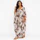Djellaba femme coupe papillon imprimée beige élégante portée