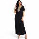 Djellaba femme noire brodée avec finitions dorées, disponible du S au 3XL.