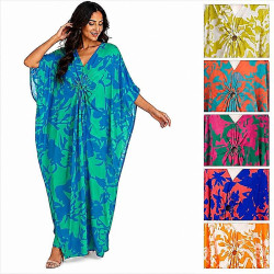 Djellaba femme fluide imprimée disponible en plusieurs coloris